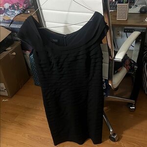 Adrianna Papell Black Textured Mini Dress